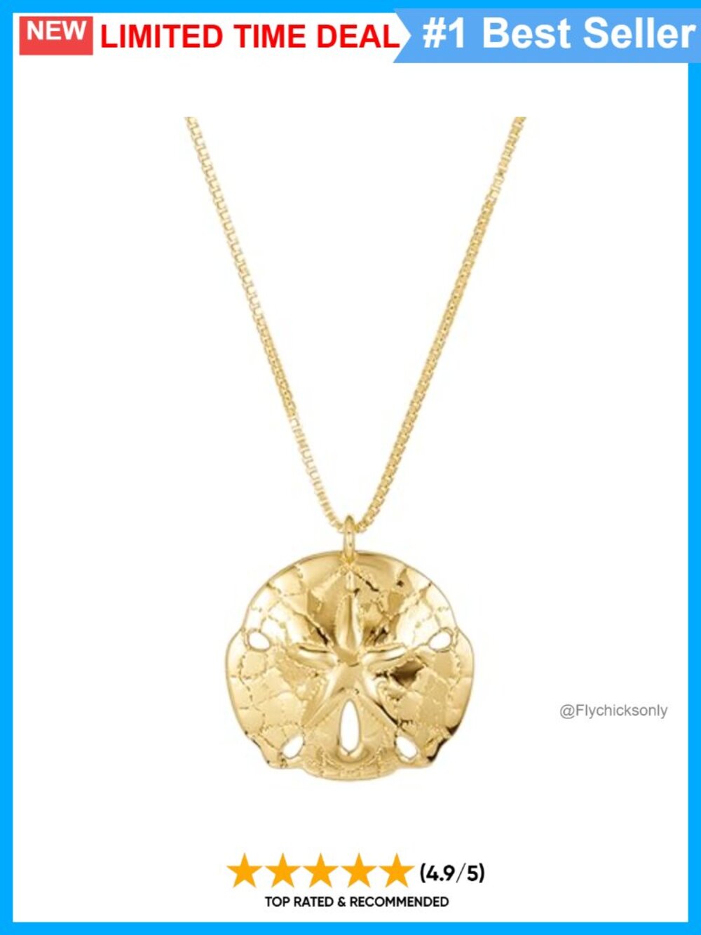 Sand Dollar Pendant Necklace 18 Inch Box Chain Brass Jewelry